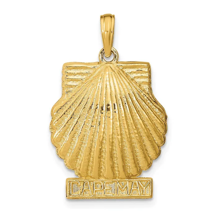 Goldia Necklaces 14k Yellow Gold 3D CAPE MAY Scallop Shell Pendant
