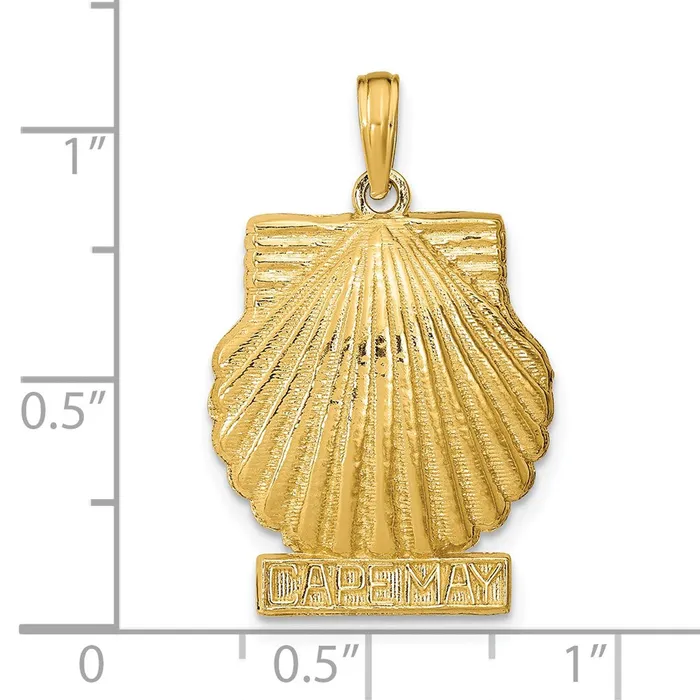 Goldia Necklaces 14k Yellow Gold 3D CAPE MAY Scallop Shell Pendant