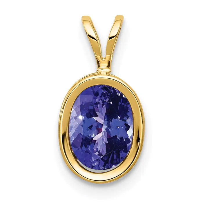 Goldia Necklaces 14k Yellow Gold 8x6mm Oval Tanzanite bezel pendant