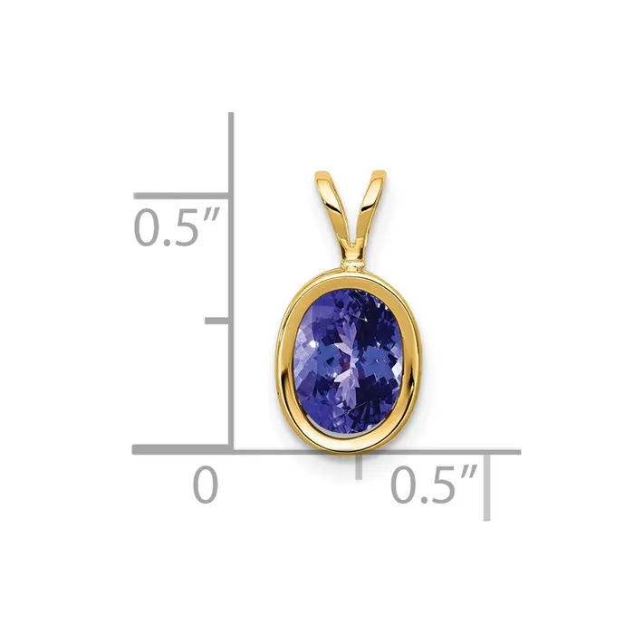 Goldia Necklaces 14k Yellow Gold 8x6mm Oval Tanzanite bezel pendant