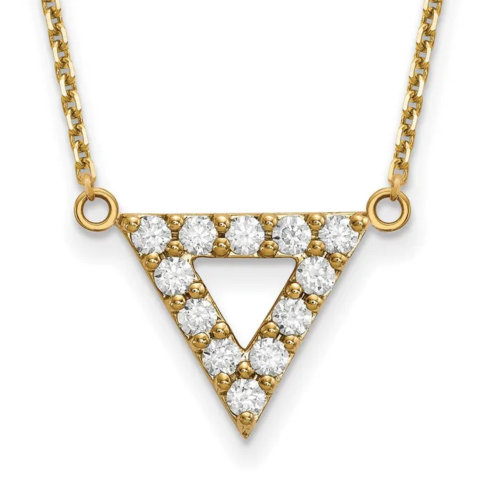 Goldia Necklaces 14K Yellow Gold AA Quality Real Diamond 3mm Triangle Necklace Goldia Necklaces 14K Yellow Gold AA Quality Real Diamond 3mm Triangle Necklace