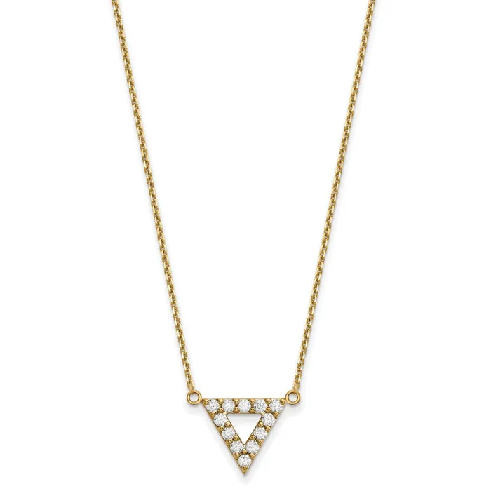 Goldia Necklaces 14K Yellow Gold AA Quality Real Diamond 3mm Triangle Necklace