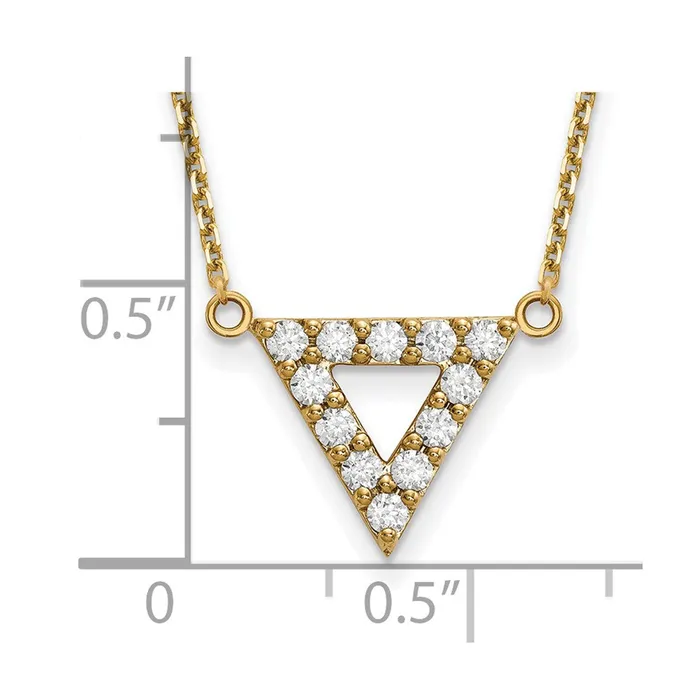 Goldia Necklaces 14K Yellow Gold AA Quality Real Diamond 3mm Triangle Necklace