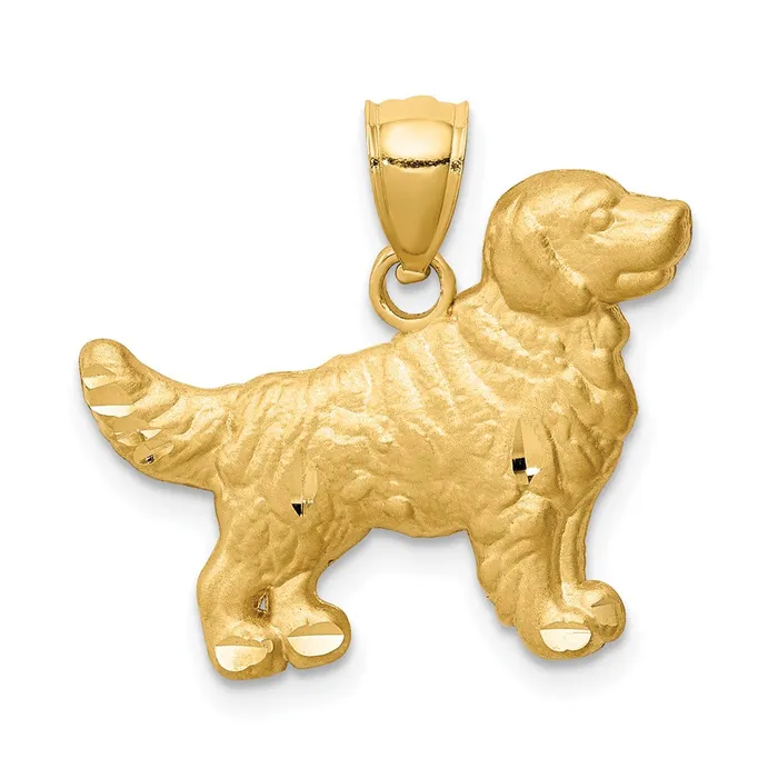 Goldia Necklaces 14k Yellow Gold Diamondcut Golden Retriever Pendant