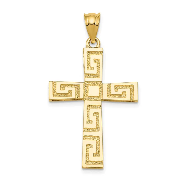 Goldia Necklaces 14k Yellow Gold Greek Key Cross Pendant