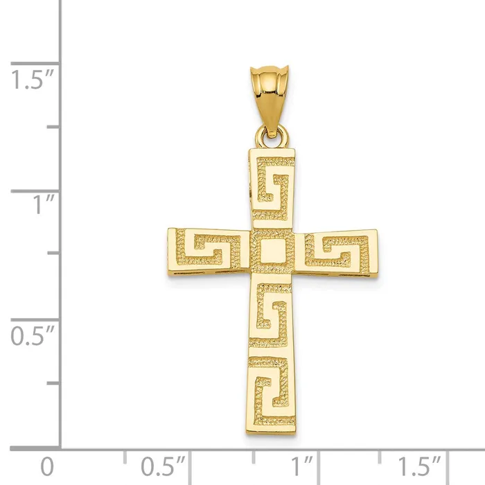 Goldia Necklaces 14k Yellow Gold Greek Key Cross Pendant