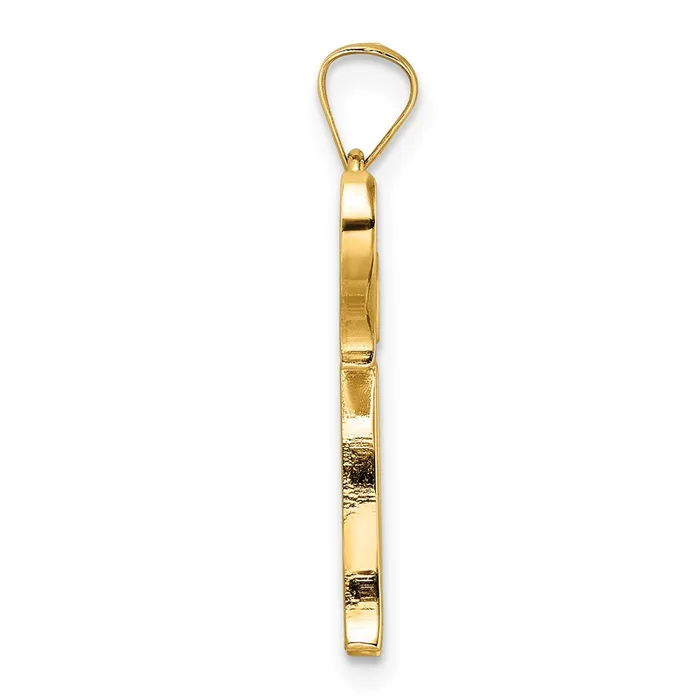 Goldia Necklaces 14k Yellow Gold Polished and Textured Solid Chai Symbol Pendant