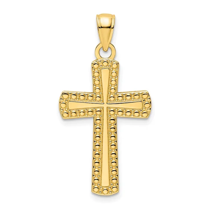 Goldia Necklaces 14k Yellow Gold Polished Beaded Cross Pendant