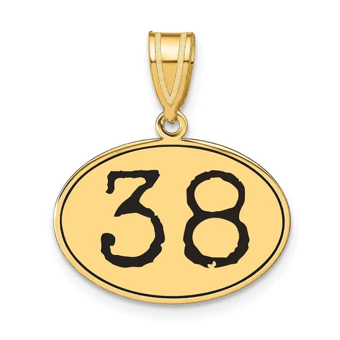 Goldia Necklaces 14k Yellow Gold Polished Number 38 Black Enamel Oval Pendant Goldia Necklaces 14k Yellow Gold Polished Number 38 Black Enamel Oval Pendant