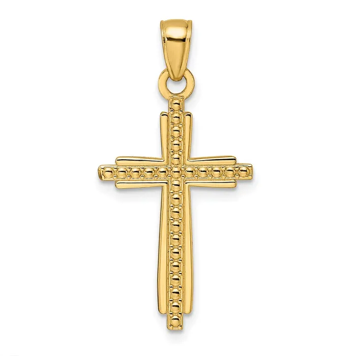 Goldia Necklaces 14k Yellow Gold Polished u0026 Textured Fancy Cross Pendant