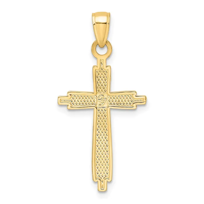 Goldia Necklaces 14k Yellow Gold Polished u0026 Textured Fancy Cross Pendant