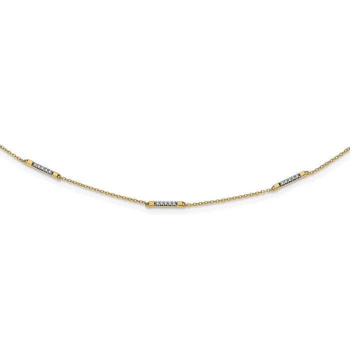 Goldia Necklaces 14K Yellow Gold Real Diamond 5Station Necklace
