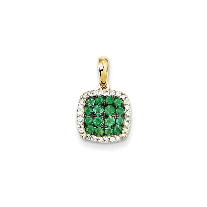 Goldia Necklaces 14K Yellow Gold Real Diamond u0026 Emerald Pendant