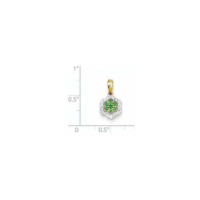 Goldia Necklaces 14K Yellow Gold Real Diamond u0026 Emerald Pendant