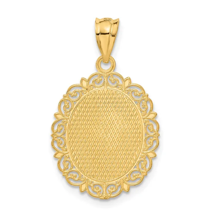 Goldia Necklaces 14k Yellow Gold Solid Satin Polished Taurus Zodiac Oval Pendant