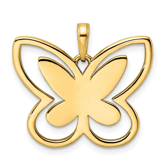 Goldia Necklaces 14k Yellow u0026 Rhodium Gold and White Rhodium Diamondcut Butterfly Pendant
