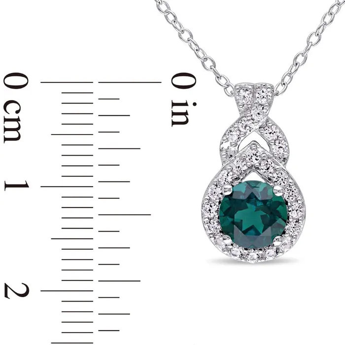 Goldia Necklaces 65mm LabCreated Emerald and White Sapphire Teardrop Frame Pendant in Sterling Silver Goldia Necklaces 65mm LabCreated Emerald and White Sapphire Teardrop Frame Pendant in Sterling Silver
