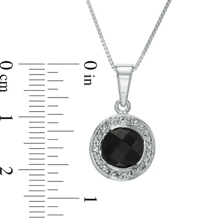 Goldia Necklaces 80mm Faceted Onyx and White Topaz Overlay Frame Pendant in Sterling Silver Goldia Necklaces 80mm Faceted Onyx and White Topaz Overlay Frame Pendant in Sterling Silver