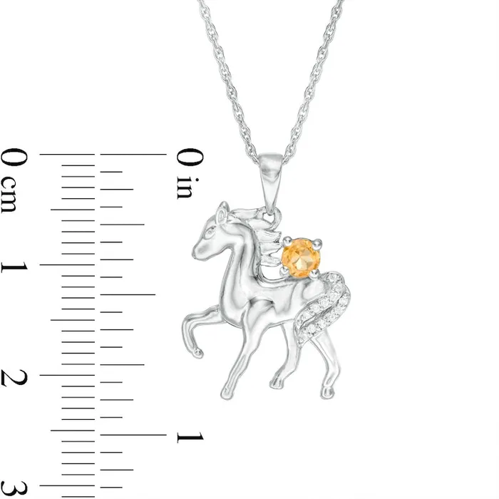 Goldia Necklaces Citrine and Natural Diamond Accent Prancing Horse Pendant in Sterling Silver Goldia Necklaces Citrine and Natural Diamond Accent Prancing Horse Pendant in Sterling Silver