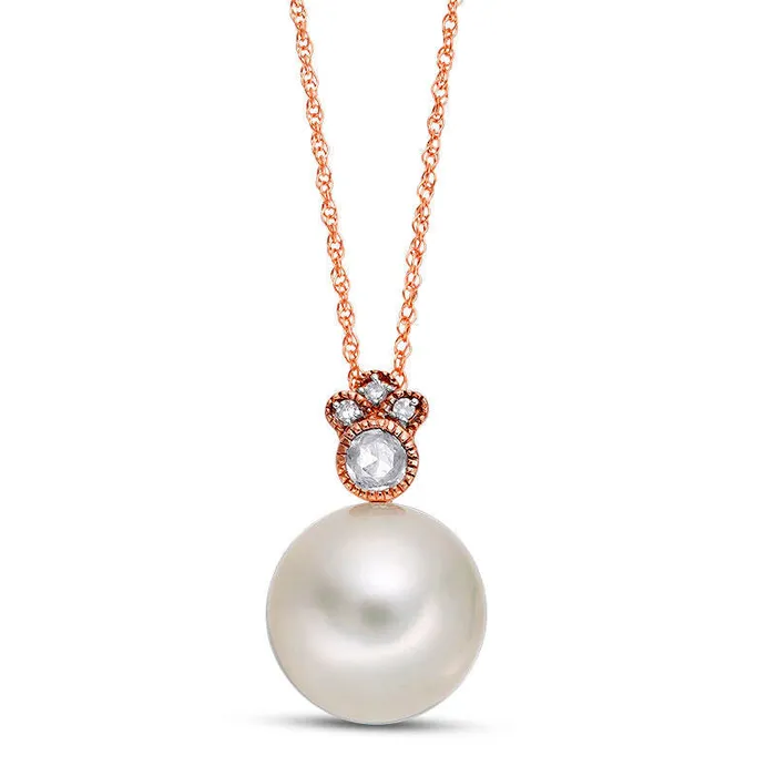 Goldia Necklaces Cultured Freshwater Pearl White Sapphire and Natural Diamond Accent Antique VintageStyle Pendant in 10K Rose Gold 17 Goldia Necklaces Cultured Freshwater Pearl White Sapphire and Natural Diamond Accent Antique VintageStyle Pendant in 10K Rose Gold 17