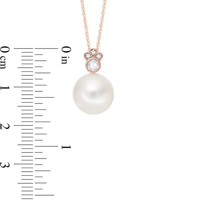 Goldia Necklaces Cultured Freshwater Pearl White Sapphire and Natural Diamond Accent Antique VintageStyle Pendant in 10K Rose Gold 17 Goldia Necklaces Cultured Freshwater Pearl White Sapphire and Natural Diamond Accent Antique VintageStyle Pendant in 10K Rose Gold 17