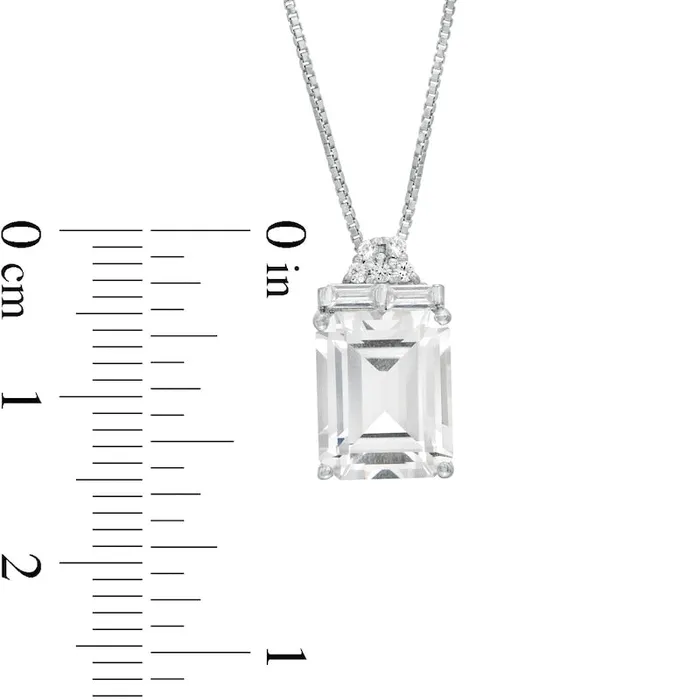 Goldia Necklaces EmeraldCut LabCreated White Sapphire Pendant in Sterling Silver Goldia Necklaces EmeraldCut LabCreated White Sapphire Pendant in Sterling Silver