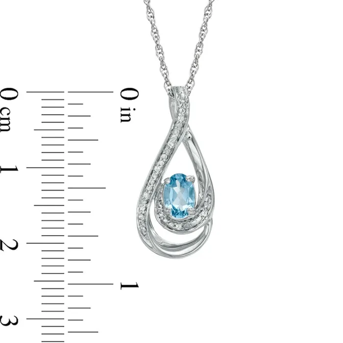 Goldia Necklaces Oval Blue Topaz and Natural Diamond Accent Loop Pendant in Sterling Silver Goldia Necklaces Oval Blue Topaz and Natural Diamond Accent Loop Pendant in Sterling Silver