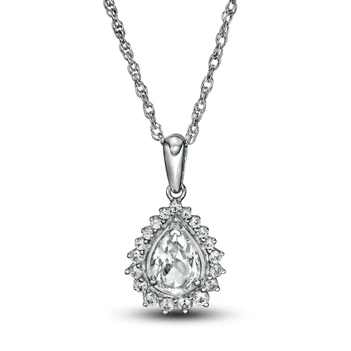 Goldia Necklaces PearShaped LabCreated White Sapphire Shadow Frame Pendant in Sterling Silver Goldia Necklaces PearShaped LabCreated White Sapphire Shadow Frame Pendant in Sterling Silver