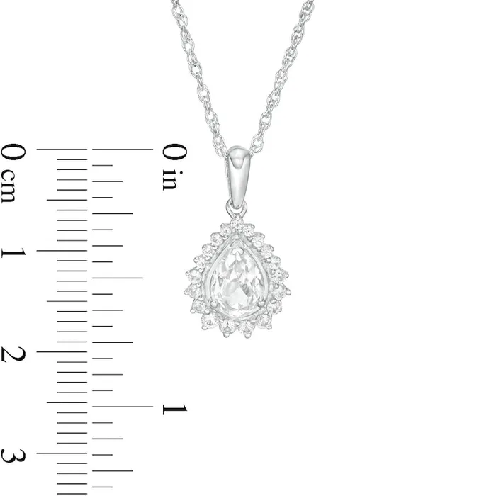 Goldia Necklaces PearShaped LabCreated White Sapphire Shadow Frame Pendant in Sterling Silver Goldia Necklaces PearShaped LabCreated White Sapphire Shadow Frame Pendant in Sterling Silver
