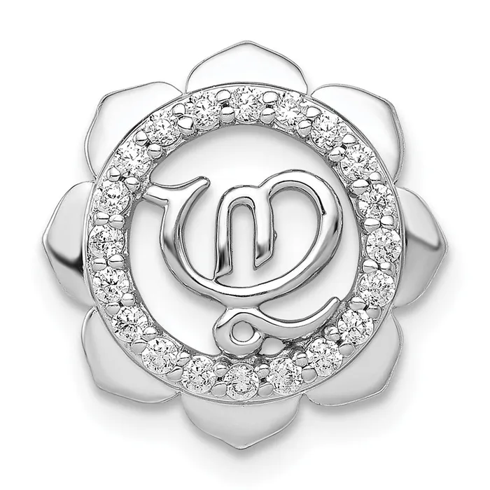 Goldia Necklaces Solid 14k White Gold 15ct Simulated CZ Lotus w Symbol Chain Slide Goldia Necklaces Solid 14k White Gold 15ct Simulated CZ Lotus w Symbol Chain Slide