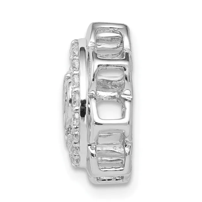 Goldia Necklaces Solid 14k White Gold 15ct Simulated CZ Lotus w Symbol Chain Slide