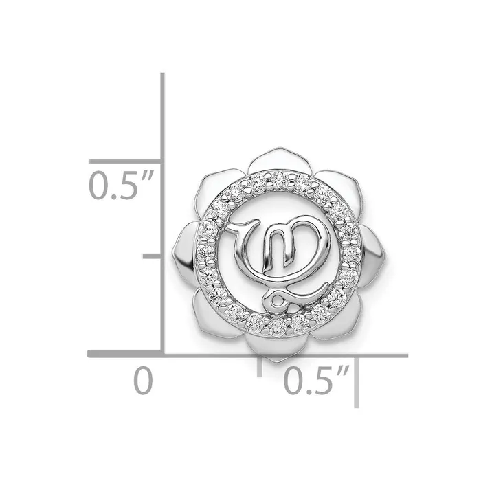 Goldia Necklaces Solid 14k White Gold 15ct Simulated CZ Lotus w Symbol Chain Slide