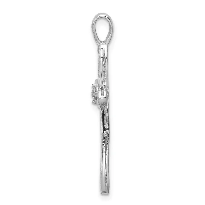 Goldia Necklaces Solid 14k White Gold AA Simulated CZ Cross Pendant