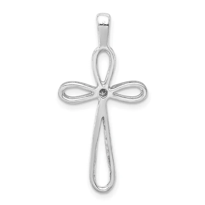 Goldia Necklaces Solid 14k White Gold AA Simulated CZ Cross Pendant