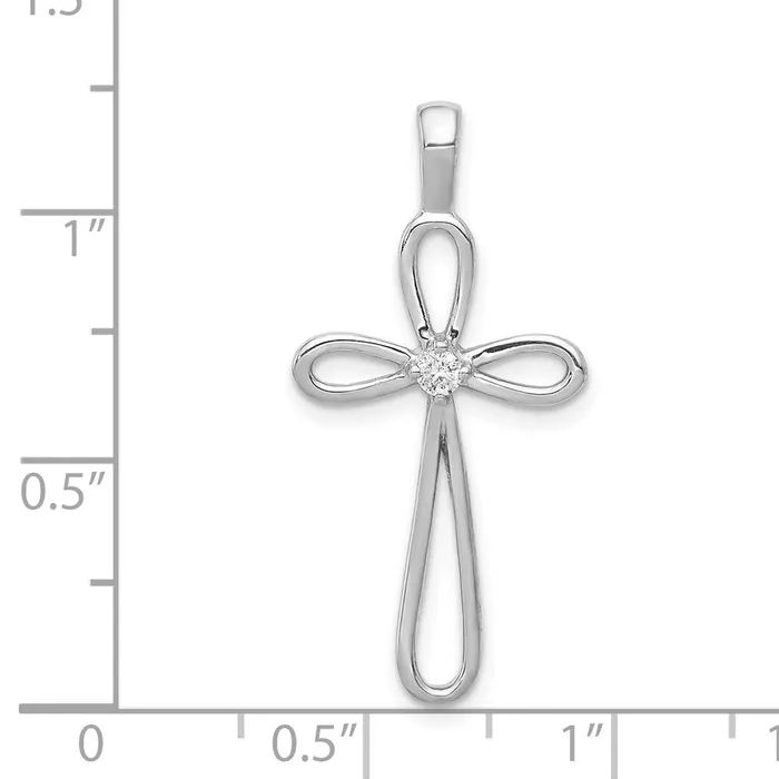 Goldia Necklaces Solid 14k White Gold AA Simulated CZ Cross Pendant