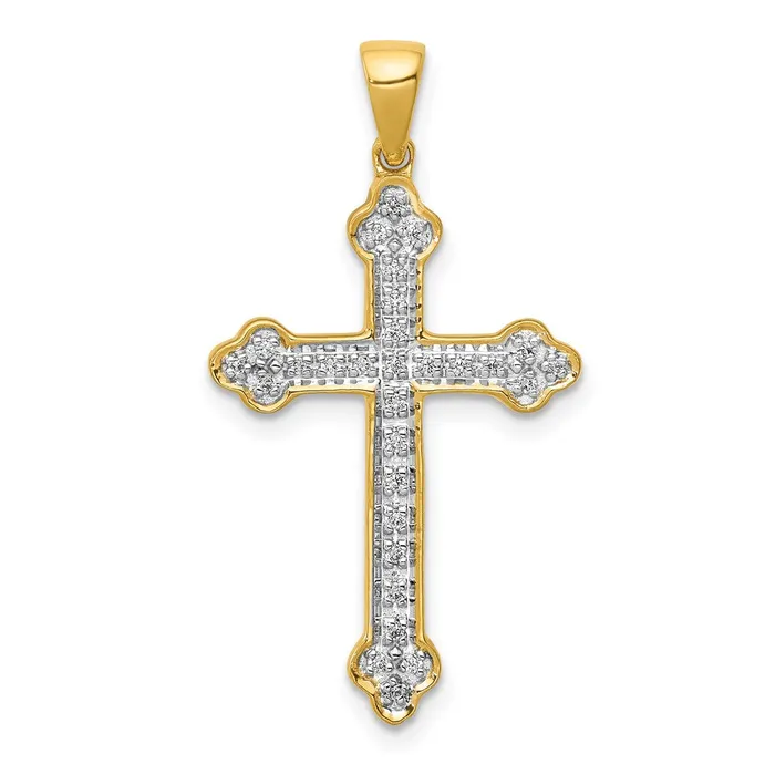Goldia Necklaces Solid 14k Yellow Rhodium 110ct Simulated CZ Cross Pendant Goldia Necklaces Solid 14k Yellow Rhodium 110ct Simulated CZ Cross Pendant