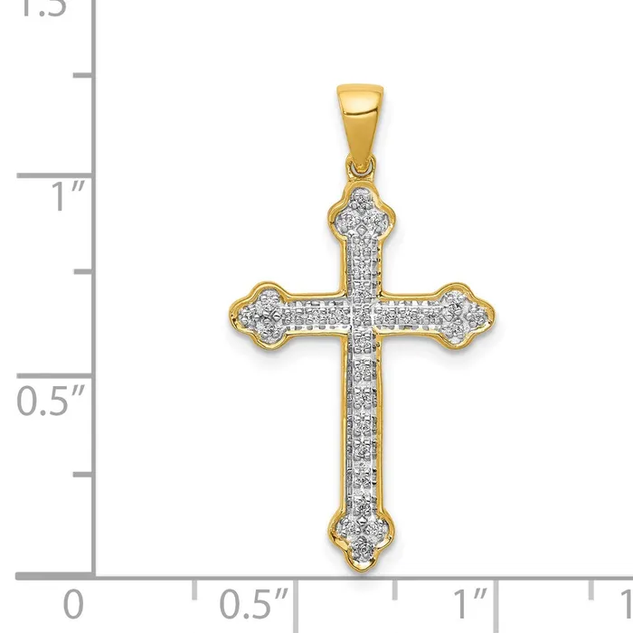 Goldia Necklaces Solid 14k Yellow Rhodium 110ct Simulated CZ Cross Pendant Goldia Necklaces Solid 14k Yellow Rhodium 110ct Simulated CZ Cross Pendant