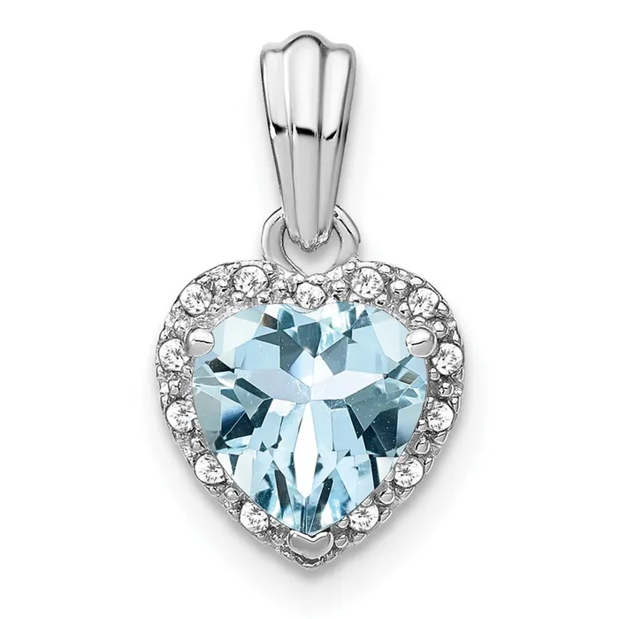 Goldia Necklaces Sterling Silver Aquamarine and Real Diamond Pendant