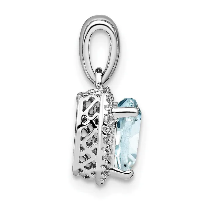 Goldia Necklaces Sterling Silver Aquamarine and Real Diamond Pendant