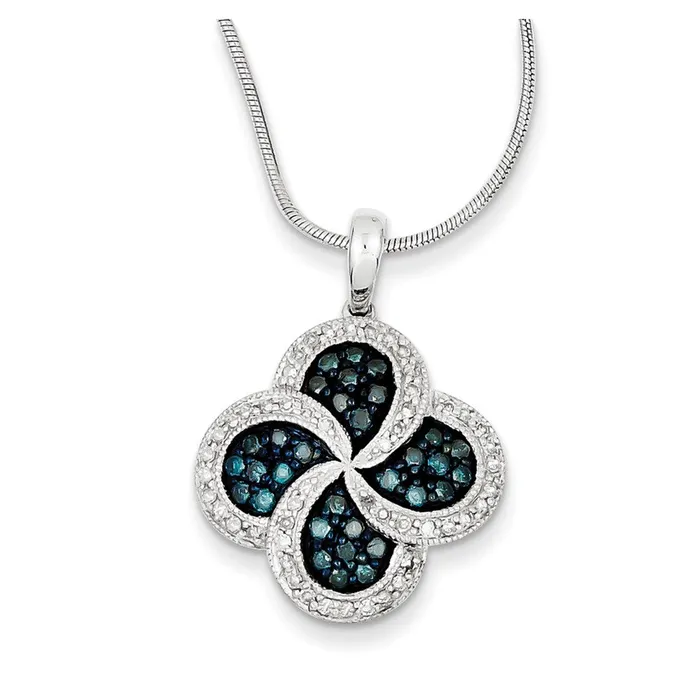 Goldia Necklaces Sterling Silver Blue Diamond Clover Pendant