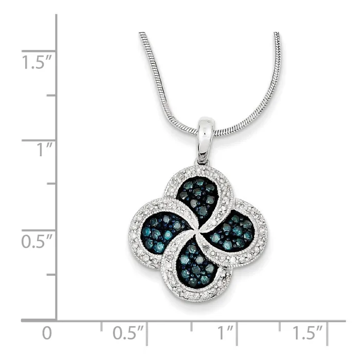 Goldia Necklaces Sterling Silver Blue Diamond Clover Pendant