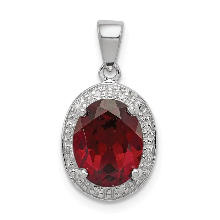 Goldia Necklaces Sterling Silver Rhodium Garnet u0026 Diamond Pendant
