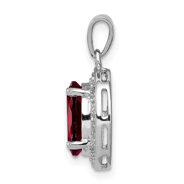 Goldia Necklaces Sterling Silver Rhodium Garnet u0026 Diamond Pendant