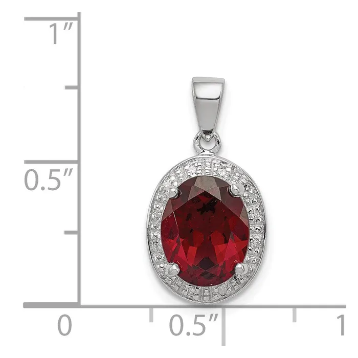 Goldia Necklaces Sterling Silver Rhodium Garnet u0026 Diamond Pendant