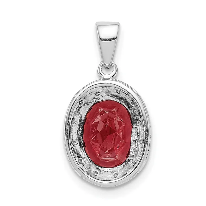 Goldia Necklaces Sterling Silver Rhodium Garnet u0026 Diamond Pendant