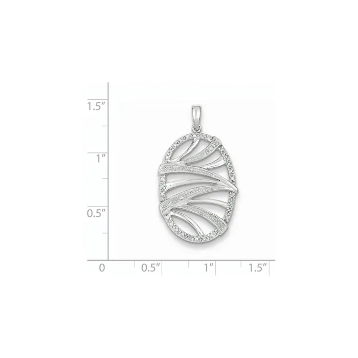 Goldia Necklaces Sterling Silver Rhodium Plated Diamond Oval Pendant