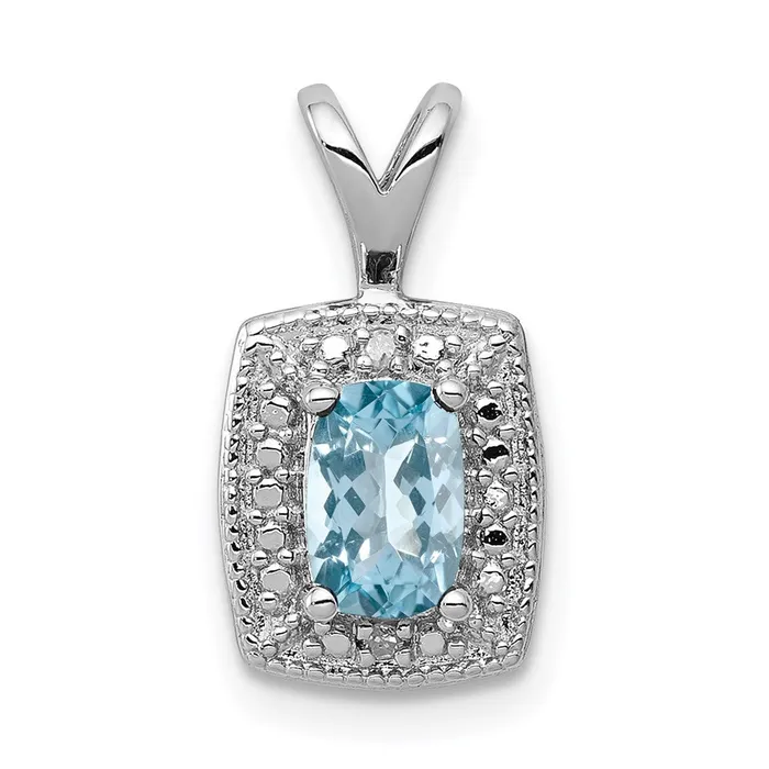 Goldia Necklaces Sterling Silver Rhodiumplated Light Swiss Blue Topaz Diamond Pendant Goldia Necklaces Sterling Silver Rhodiumplated Light Swiss Blue Topaz Diamond Pendant
