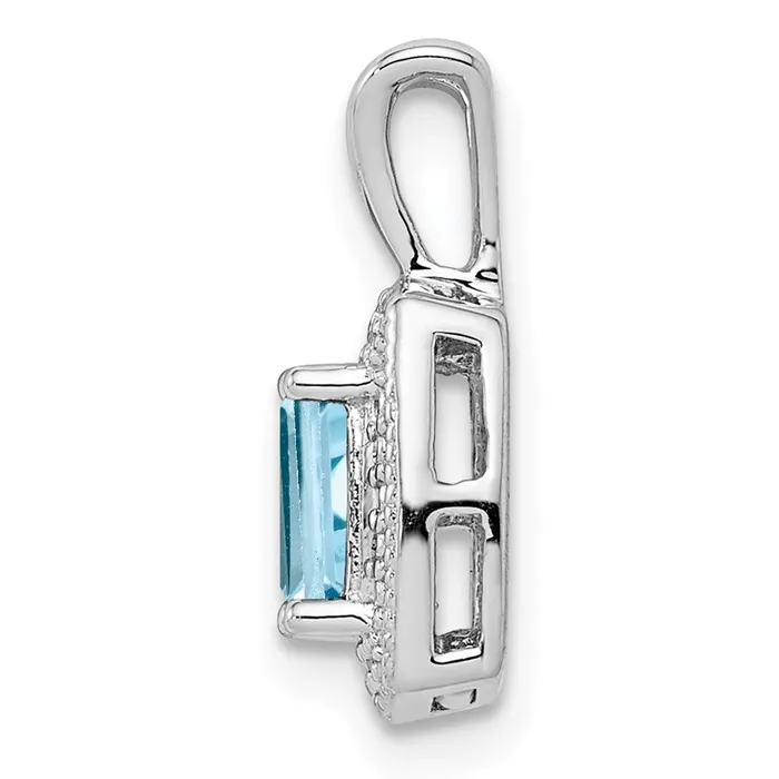 Goldia Necklaces Sterling Silver Rhodiumplated Light Swiss Blue Topaz Diamond Pendant