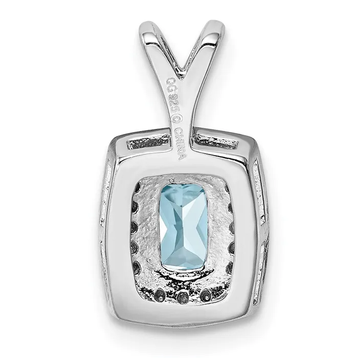 Goldia Necklaces Sterling Silver Rhodiumplated Light Swiss Blue Topaz Diamond Pendant
