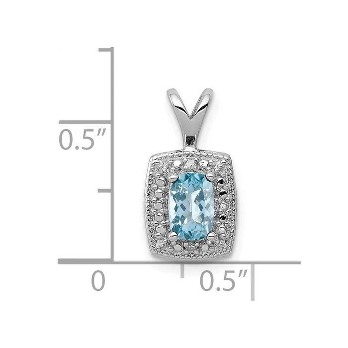 Goldia Necklaces Sterling Silver Rhodiumplated Light Swiss Blue Topaz Diamond Pendant